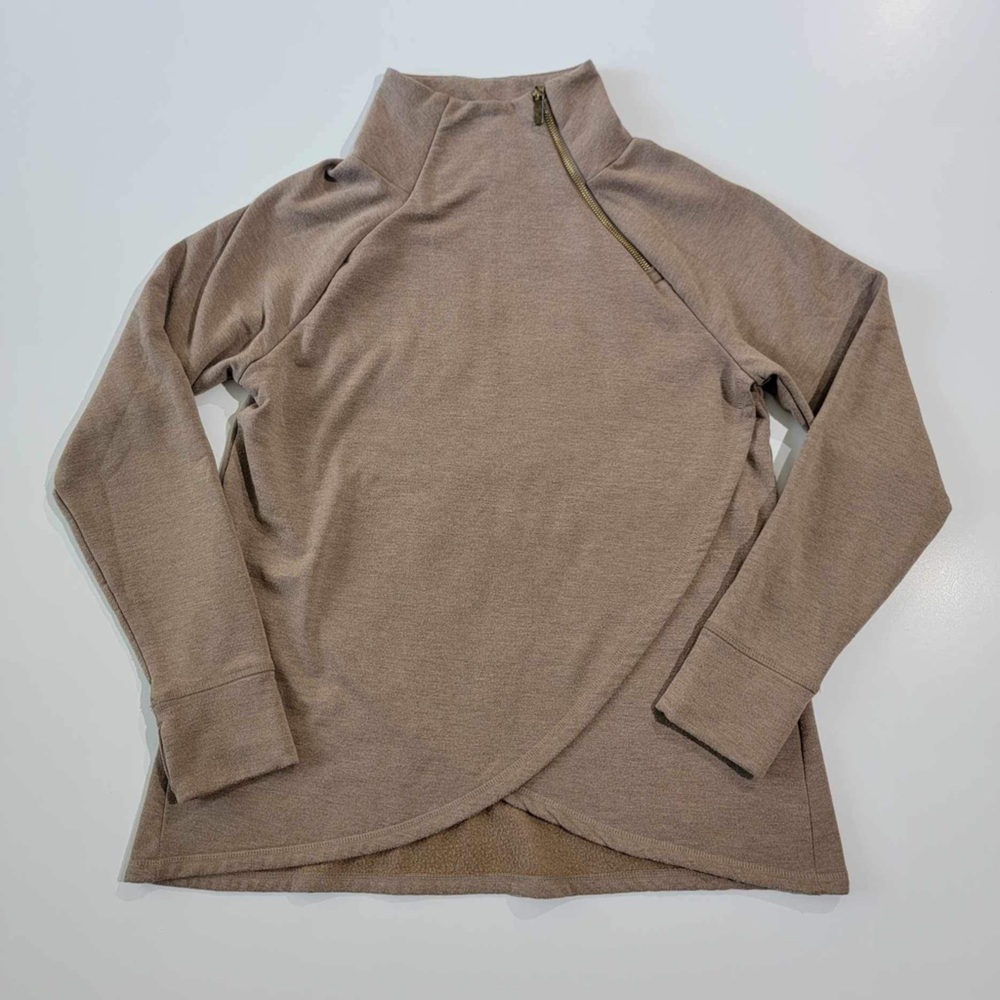 Jockey Sweater Women's Large Athletic Activewear Beige Thumb Holes